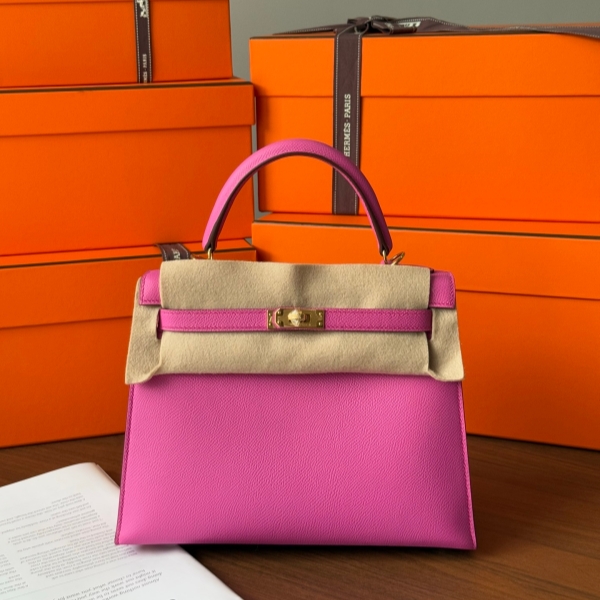 【エルメス HERMES】ケリー25 セリエ ローズアザレ (8W) エプソン ゴールド金具（100％手縫）